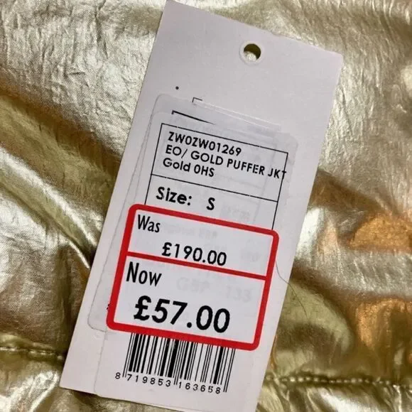 Calvin Klein Gold Hooded Puffer Coat size Small - Picture 16 of 16